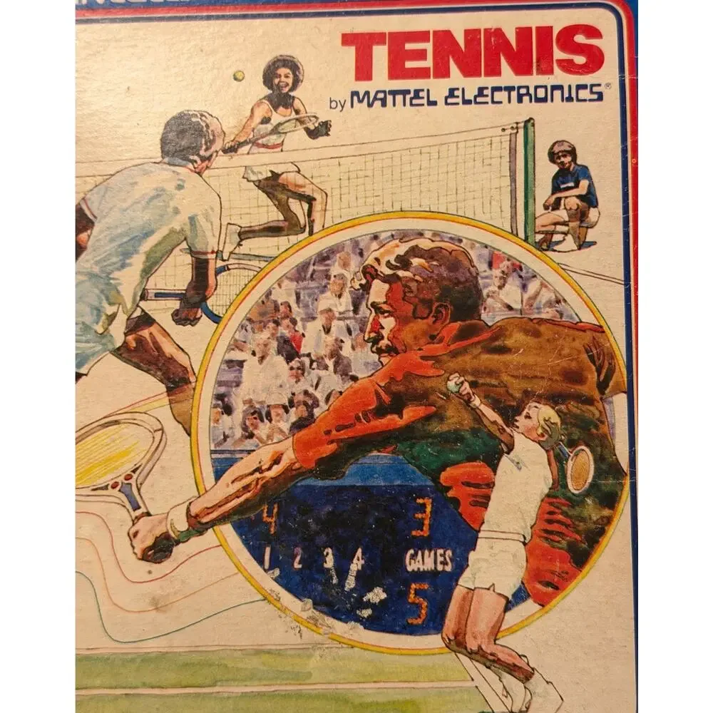 Vintage Intellivision TENNIS Video Game 1980 CIB Box Manual Overlays Mattel 3537